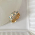 Diamond Pattern Drip Glaze Open Ring