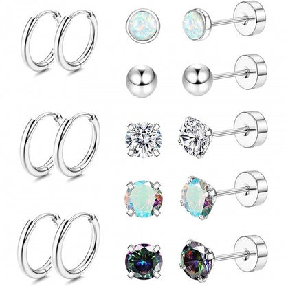 Stainless Steel Geometric Earrings Set Image 6