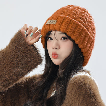 Chic brown knit hat and scarf for winter