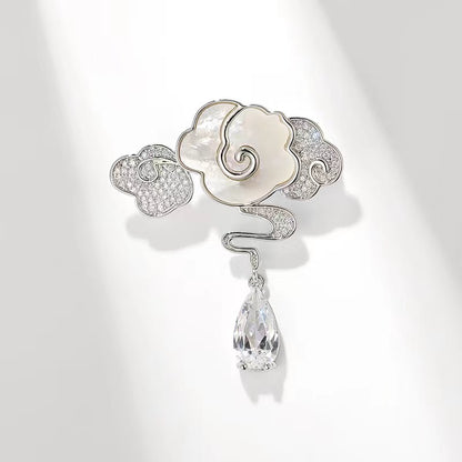 Cloud Shape Brooch with Pearls