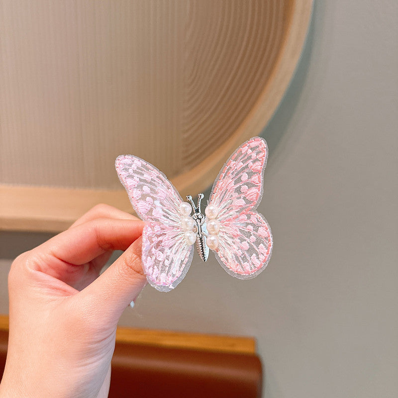 Elegant pink butterfly hair clip
