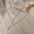 Silver Double Layer Bead Necklace