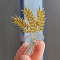 XZ0278-3 Crystal Three Wheat Ears Brooch