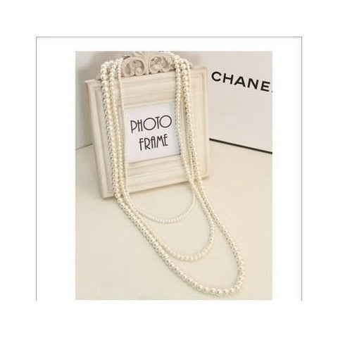 Vintage inspired pearl necklace with multi-strands