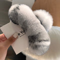 White Gray Leopard Print Real Rex Rabbit Fur [Extra Large 15cm]
