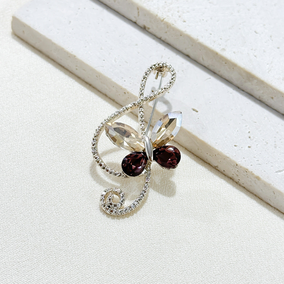 Butterfly Note Brooch on Suit 6