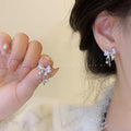 White Diamond Bowknot Ear Studs