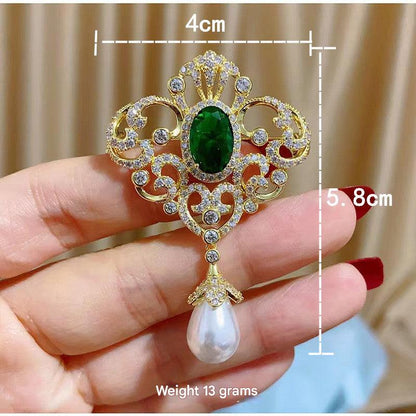 green zircon brooch floral design