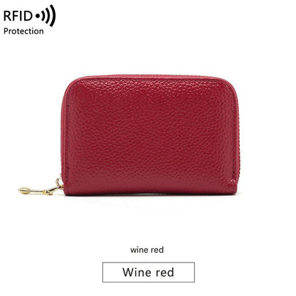 RFID blocking leather wallet in yellow color