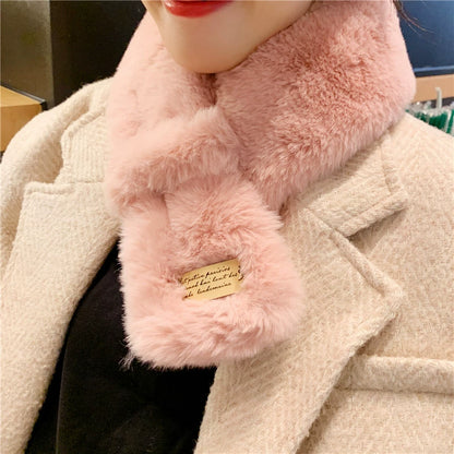 faux fur neck warmer in black