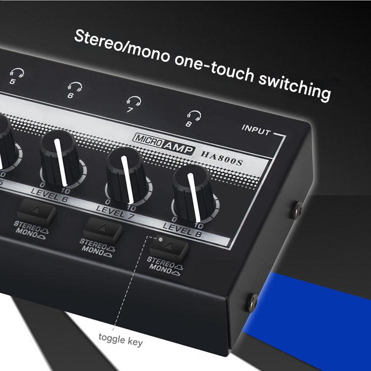 4-channel headphone amplifier on a desk