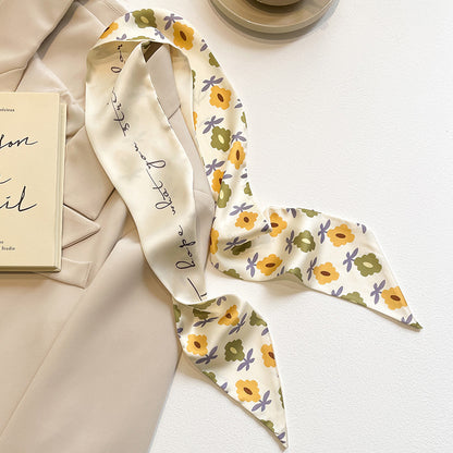 Yellow floral scarf as hairband