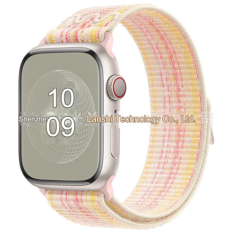 Stylish Nylon Braided Sports Band for Apple Watch - Compatible with Series 9/8/7/6/5/4/3/2/SE, Various Colors