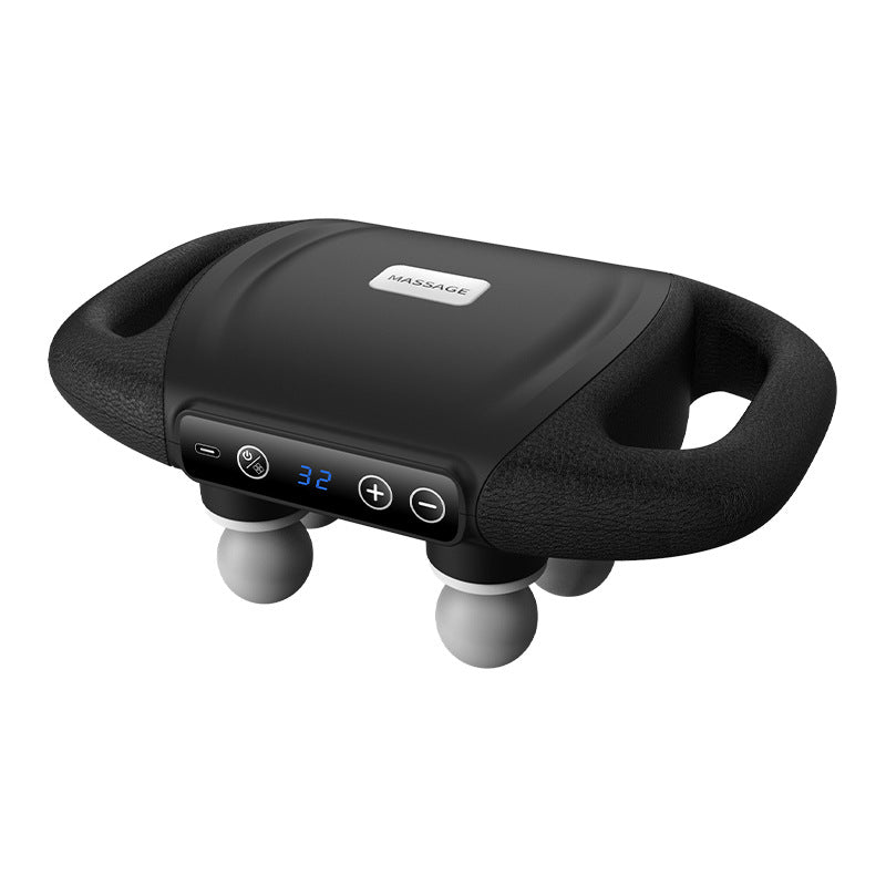 User relaxing with massage gun
