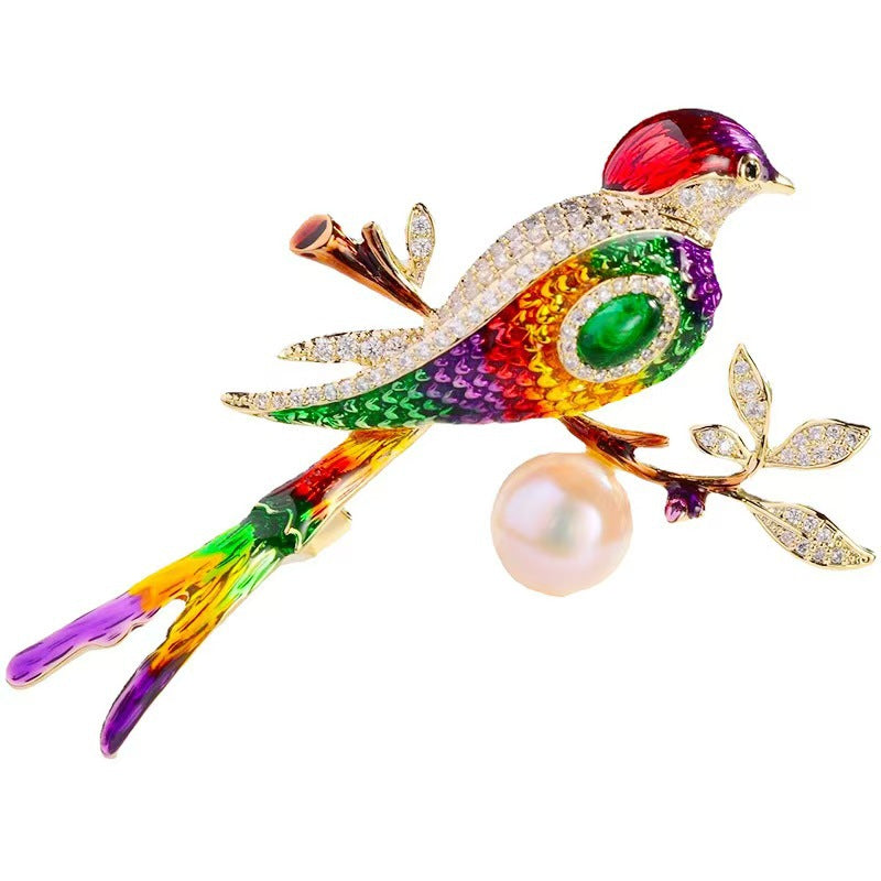Colorful animal brooch close-up view