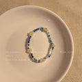 Blue Contrast Small Flower Bracelet