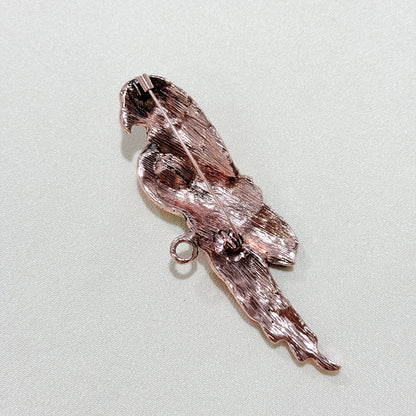 Red parrot brooch with rhinestones