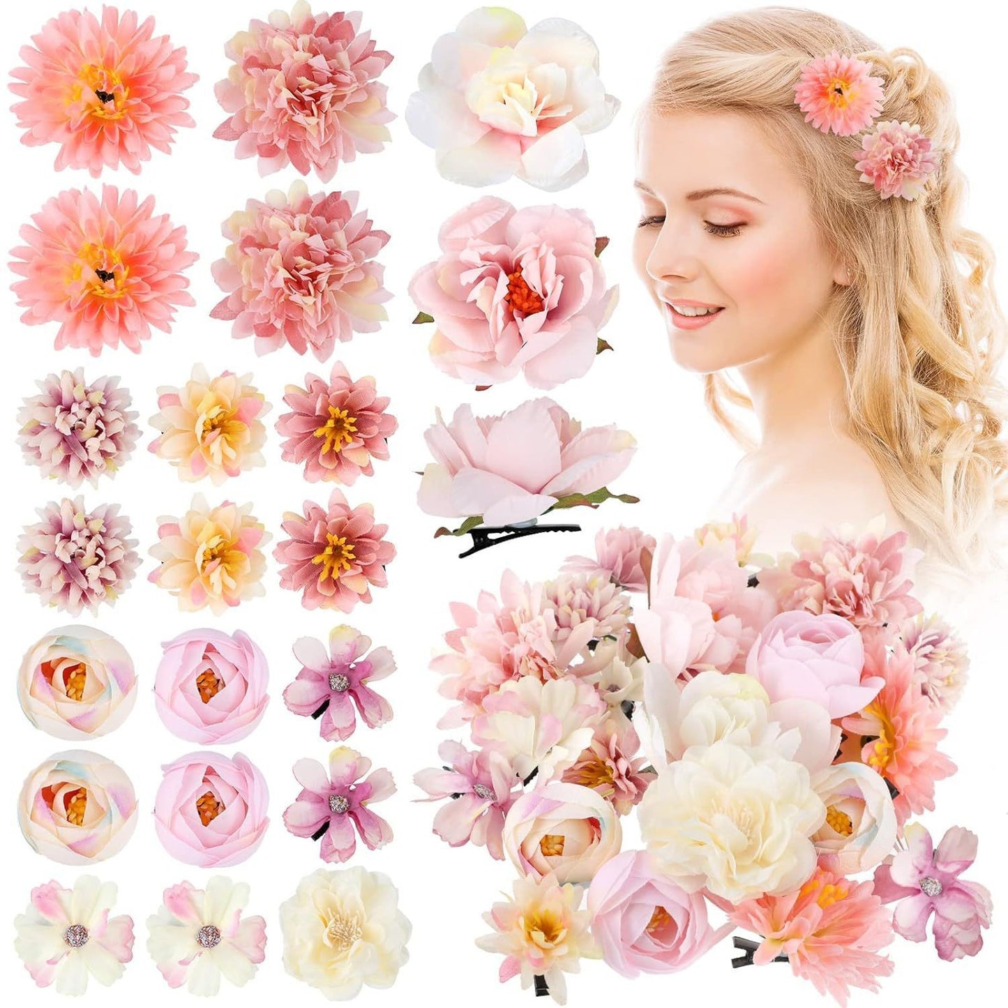 Detail of floral hair clips set image 3