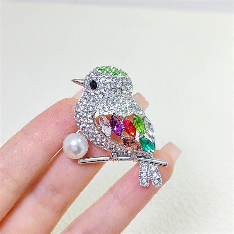 Colorful Feathered Bird Brooch Image 1