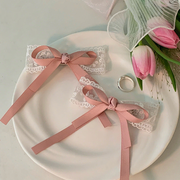 Pink bow hair clip for ballet fans