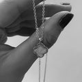 White Double-Sided Four-Leaf Clover (White Gold)