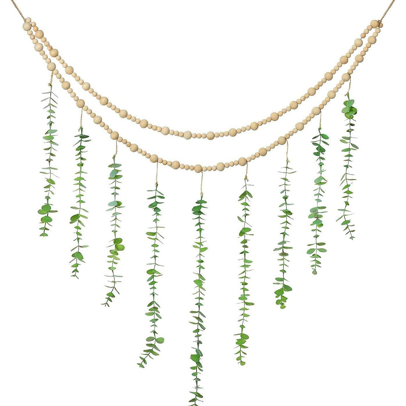 Faux eucalyptus wall hanging with hemp rope