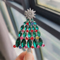 Green Rhinestone Christmas Tree Brooch