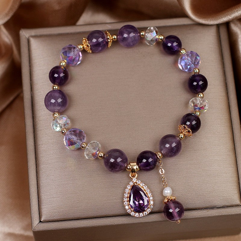 Elegant Amethyst Bracelet with Heart Pendant