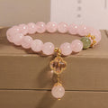 Pink Quartz + Four Leaf Clover Pendant