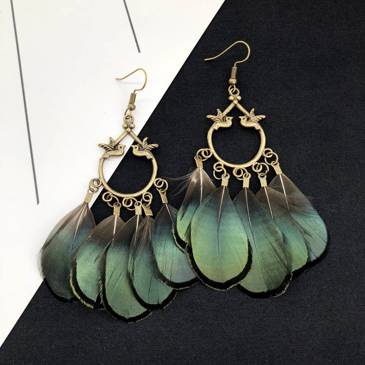 Colorful Feather Earrings Display - Image 8