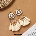 15 - Water Drop Round Off-White Tassel