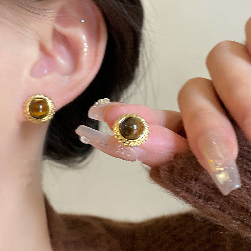 Vintage style tiger eye stone earrings for women