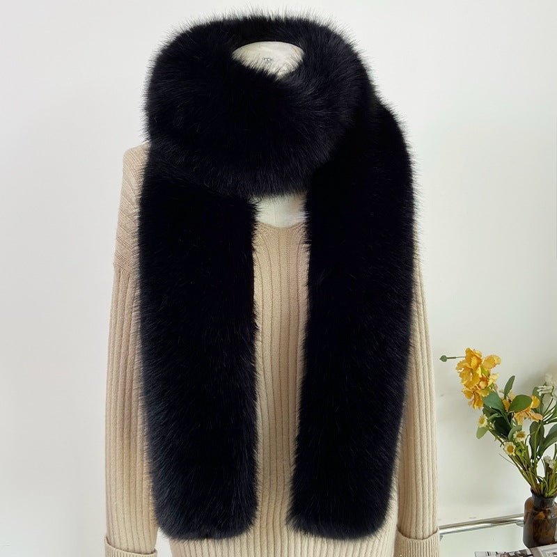 Faux fur long scarf in pink color