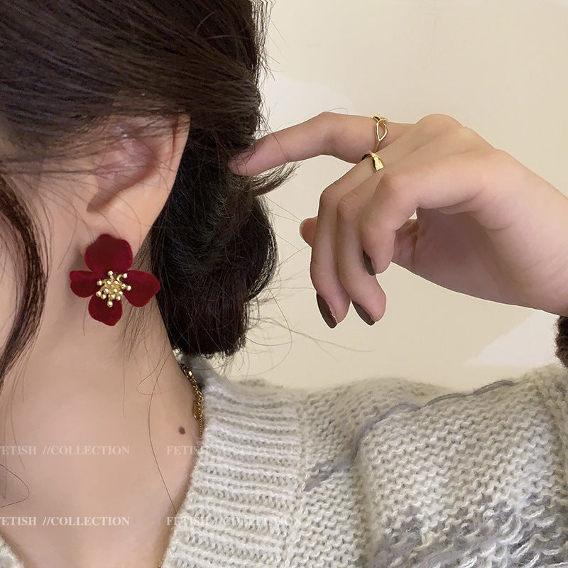 Chic Velvet Floral Earrings for Women