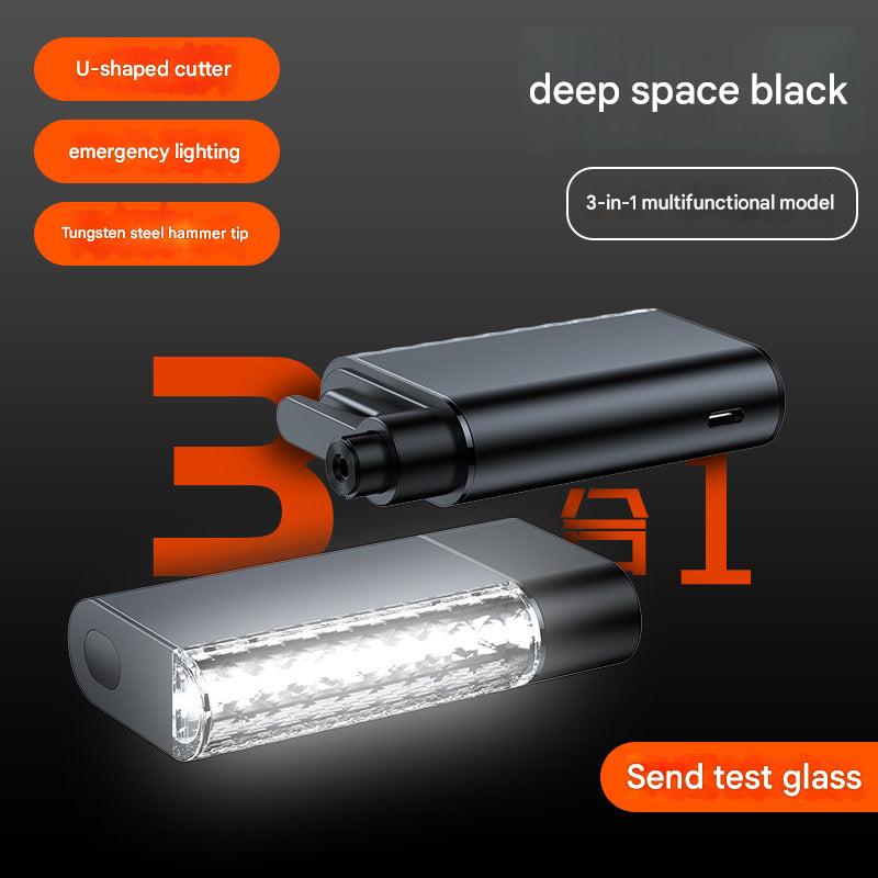 Emergency car escape hammer with flashlight