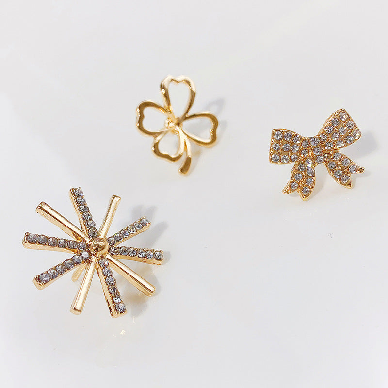 Elegant Clover Cat Eye Brooch Pin 1