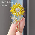 XZ0278-4 Diamond Inlaid Sunflower - Brooch