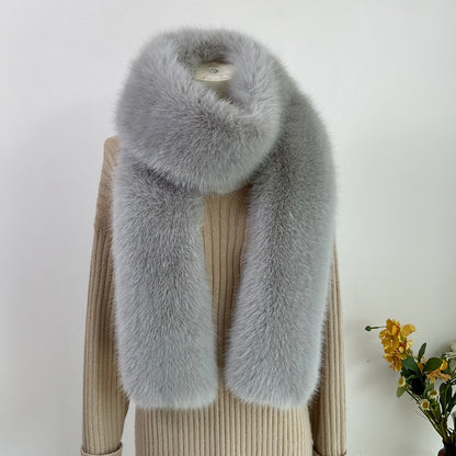 Faux fur long scarf in mocha color