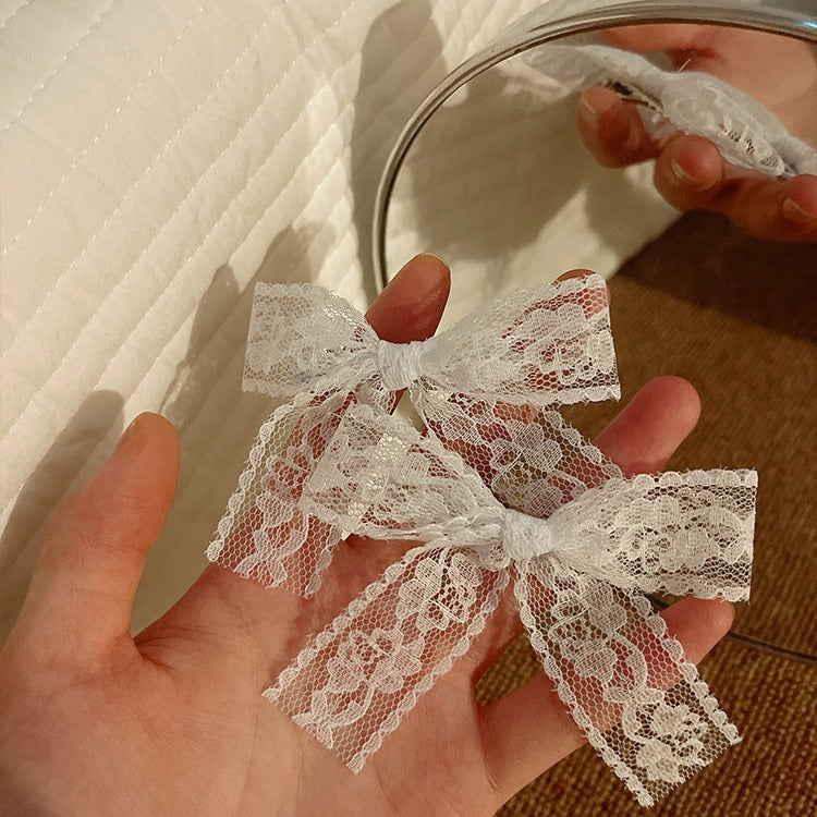Cute white bow hair clip for kids