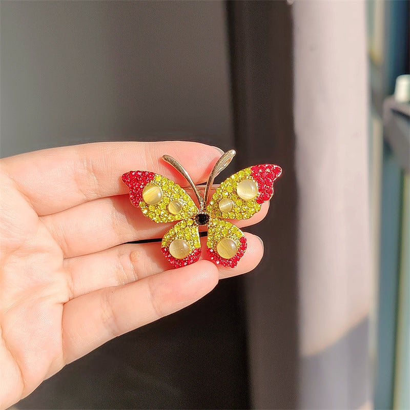 Elegant rhinestone butterfly brooch