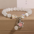 Cat's Eye Stone + Five-Leaf Pink Flower c10-10